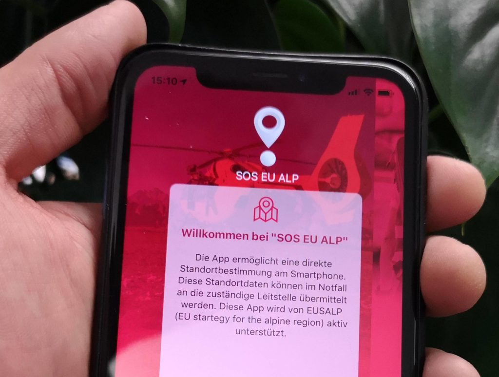 SOS EU ALP Notfall App - Detail Willkommen © ÖKAS SOS EU ALP Notfall App - Detail Willkommen © ÖKAS