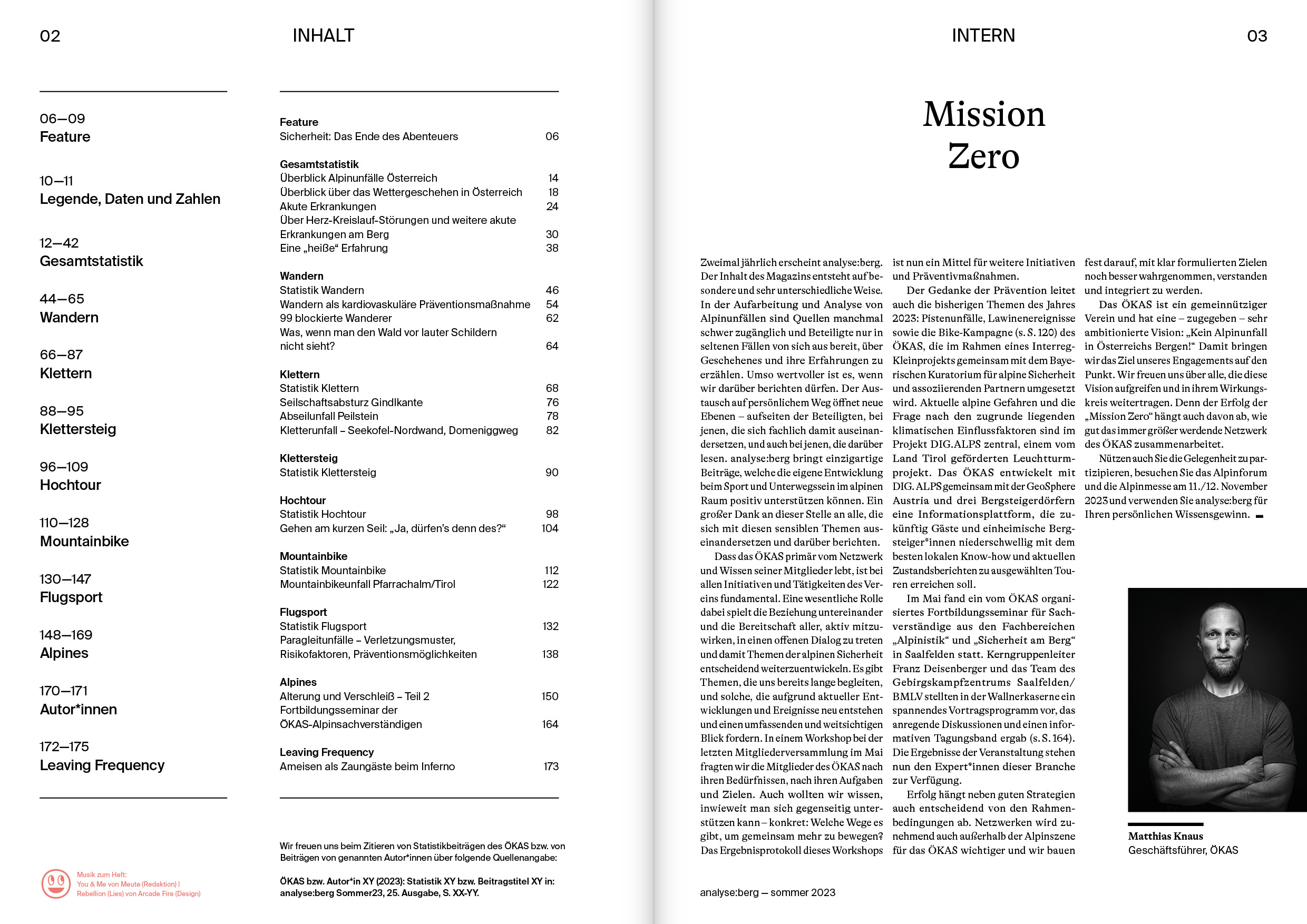 Mission Zero - Inhalt - Vorwort- analyse:berg Sommer 2023 - alpinesicherheit