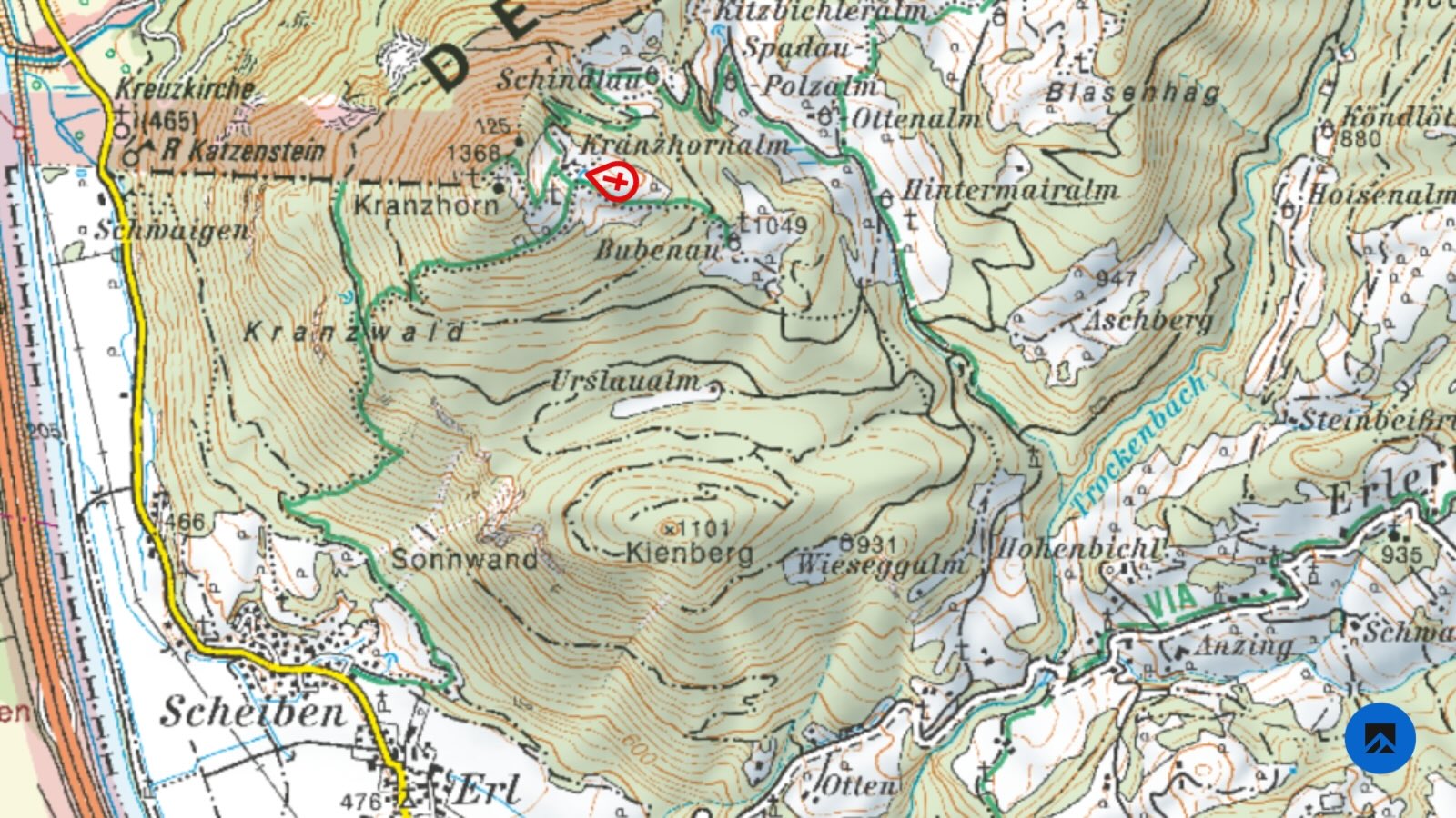 Kuhunfall-Kranzhorn-Übersichtskarte