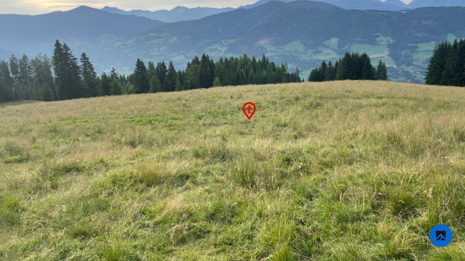 Kuhunfall St. Georgen, Auffindeort des Todesopfers auf einer Wiese - Foto: Alpinpolizei